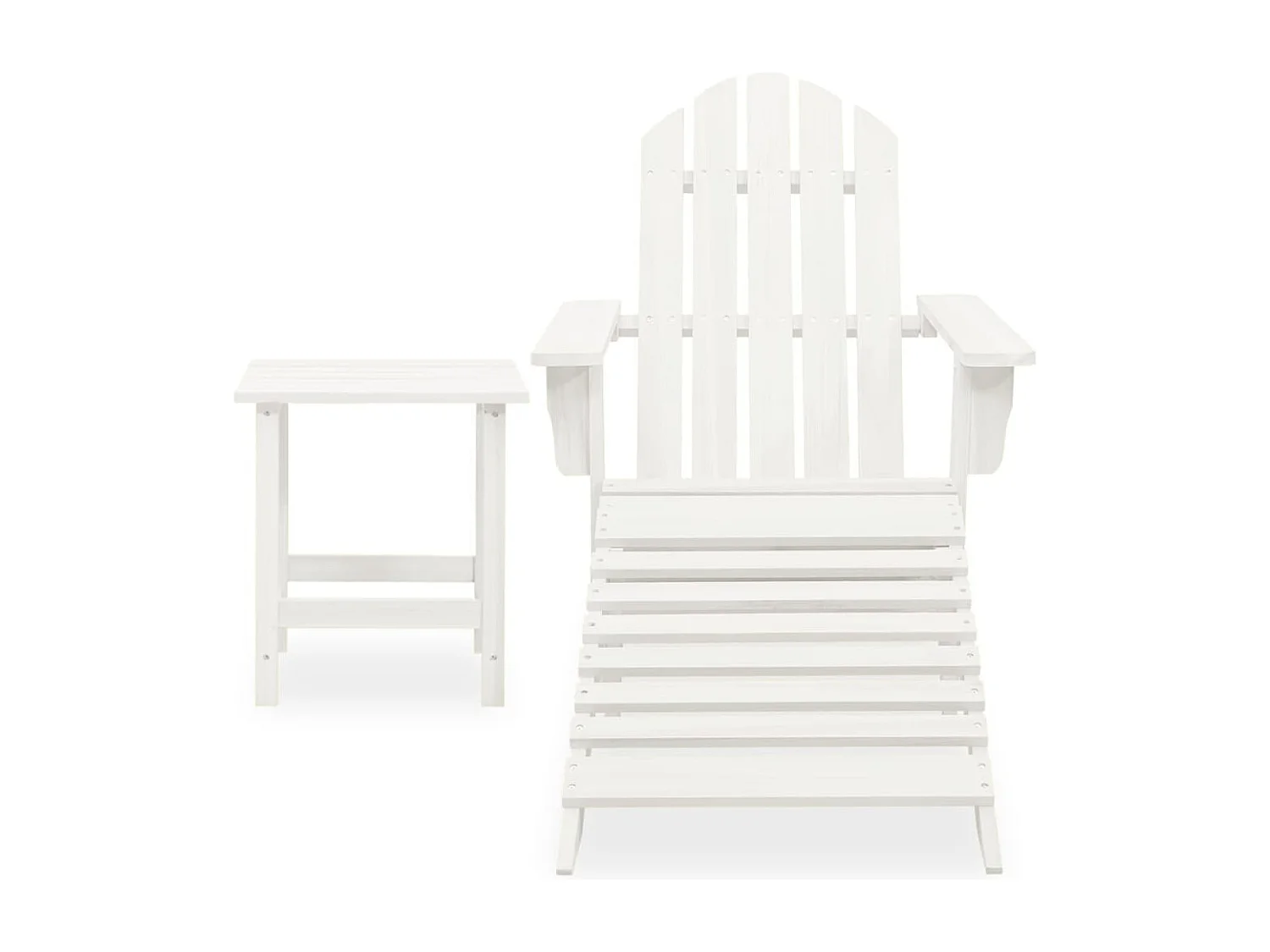 Chaise de jardin Adirondack avec pouf et table Sapin Blanc