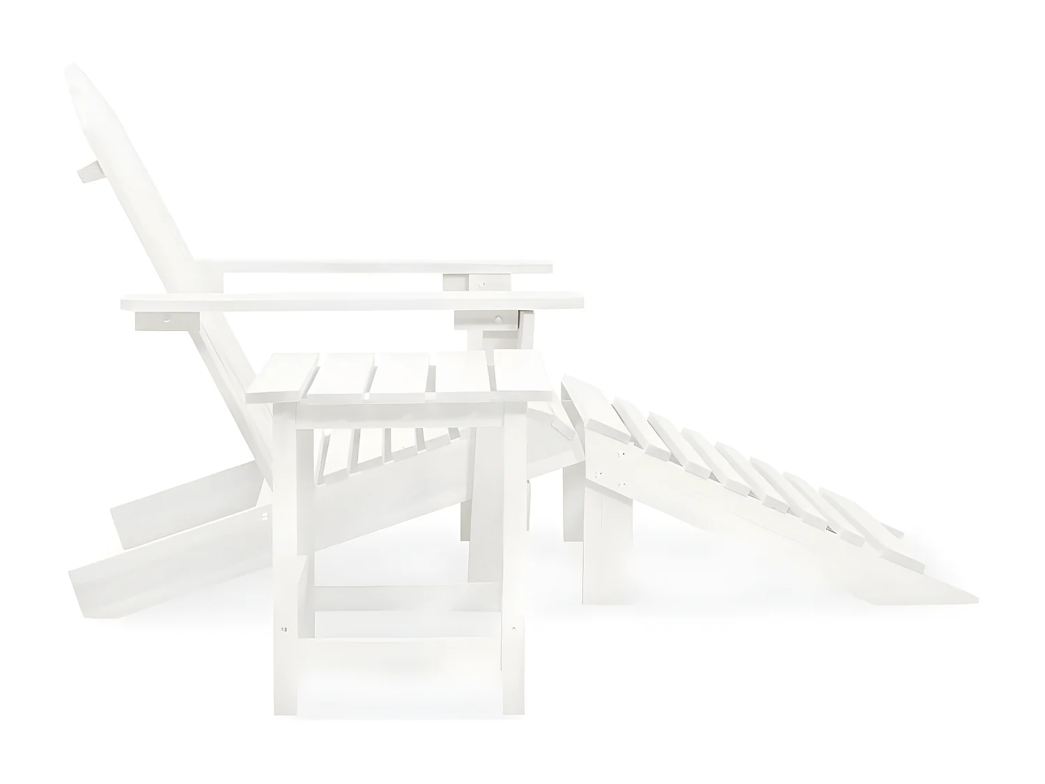 Chaise de jardin Adirondack avec pouf et table Sapin Blanc