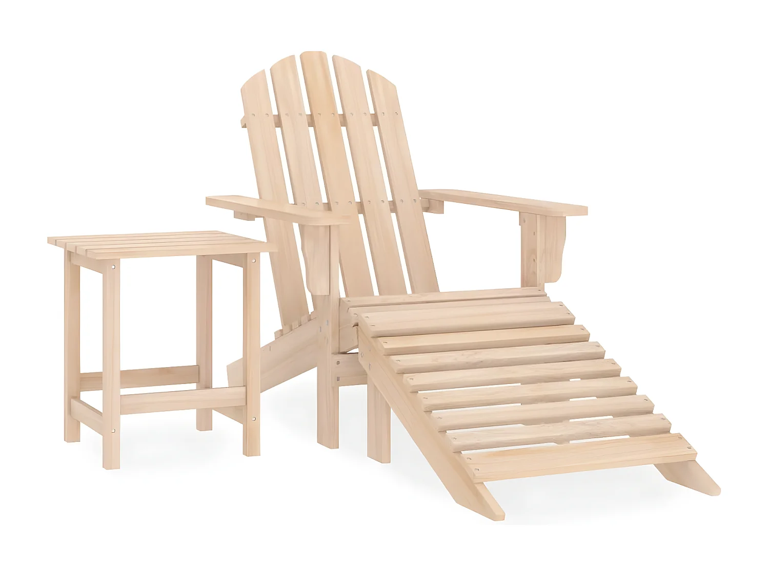 Cadeira de jardim Adirondack com apoio para pés e mesa Fir
