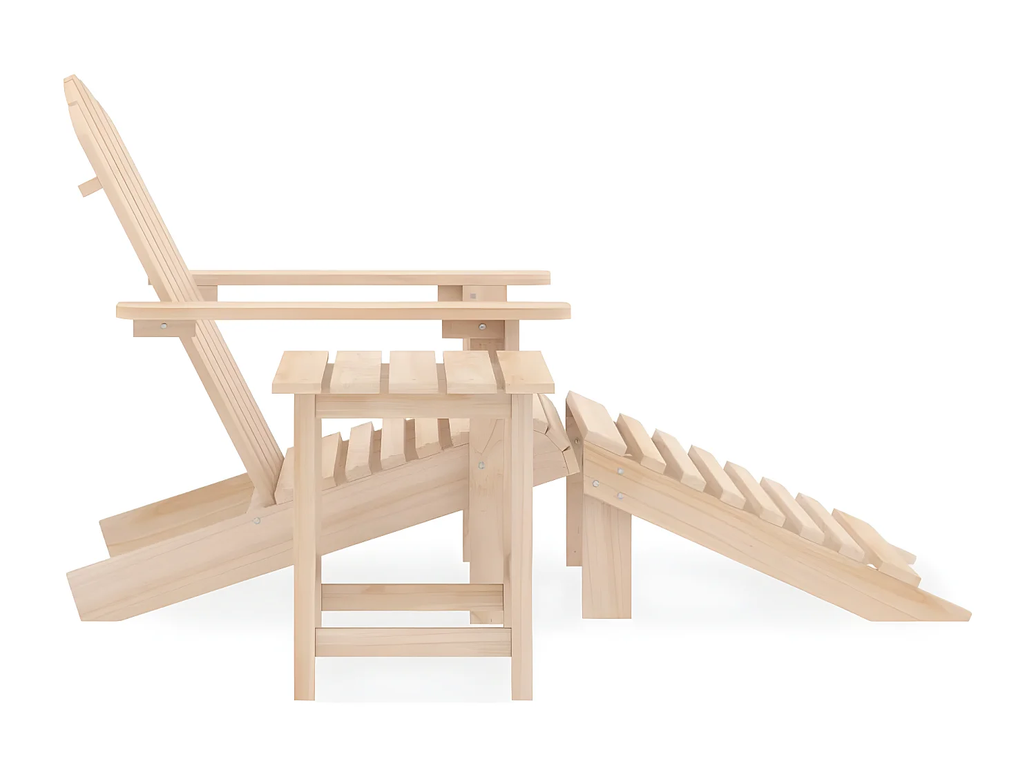 Cadeira de jardim Adirondack com apoio para pés e mesa Fir