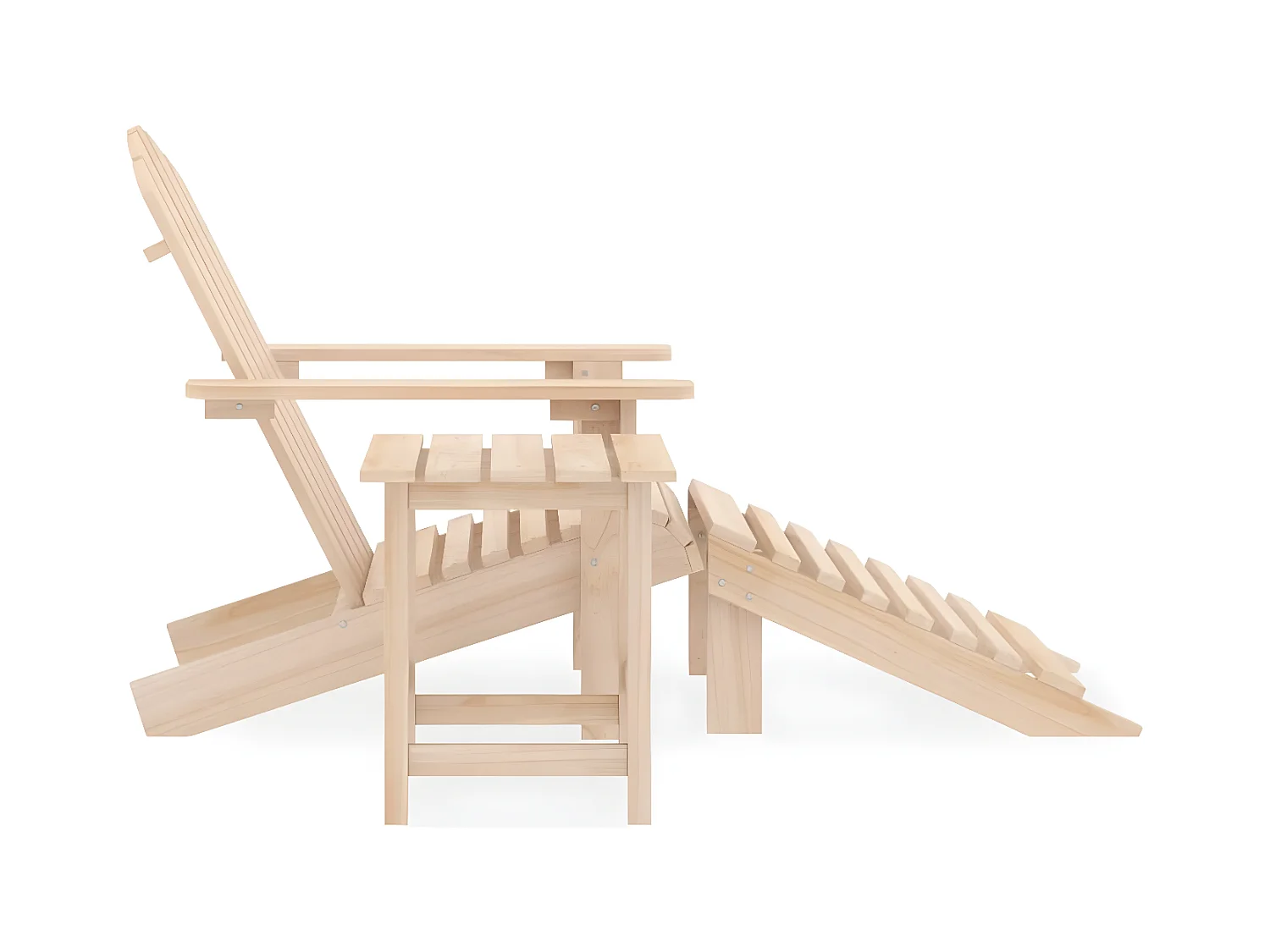 Sedia da giardino Adirondack con poggiapiedi e tavolino in Abete