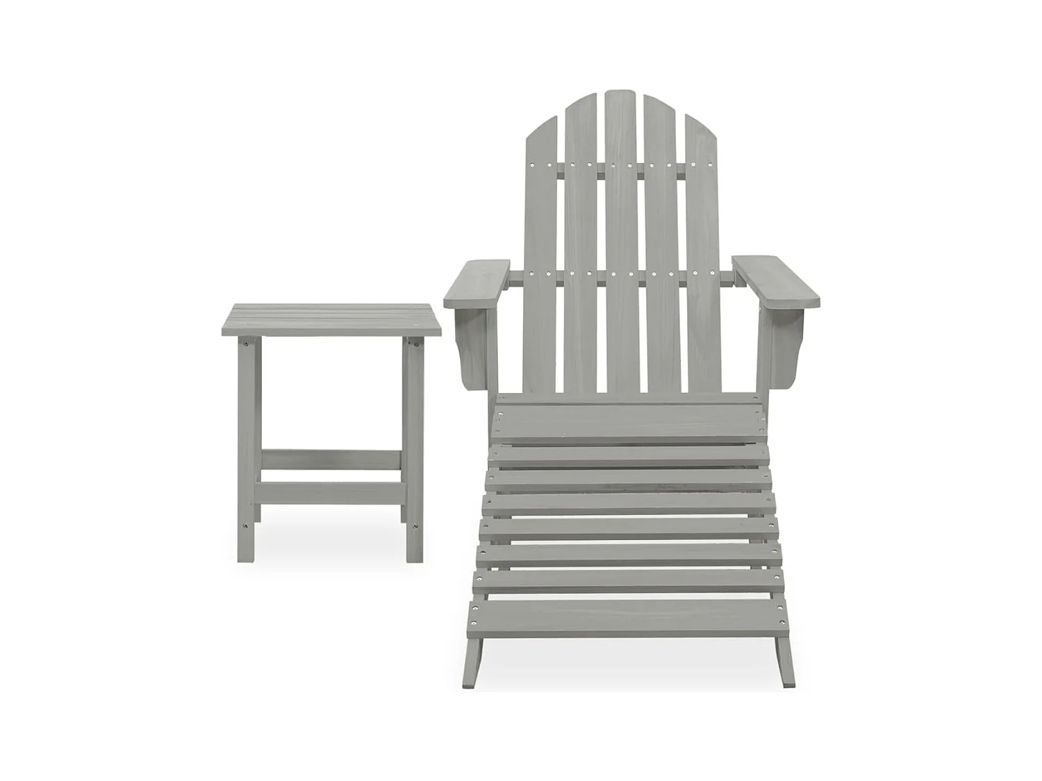 Sedia da giardino Adirondack con pouf e tavolo, Abete Grigio