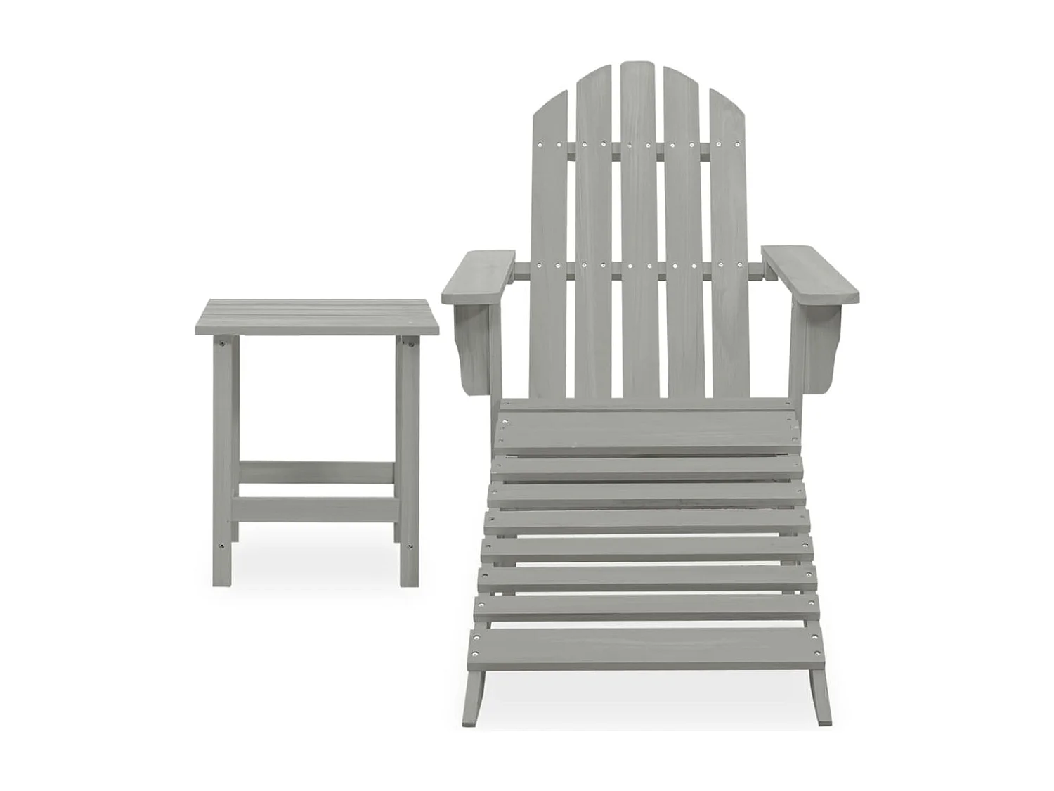 Cadeira de jardim Adirondack com pufe e mesa, Fir Grey