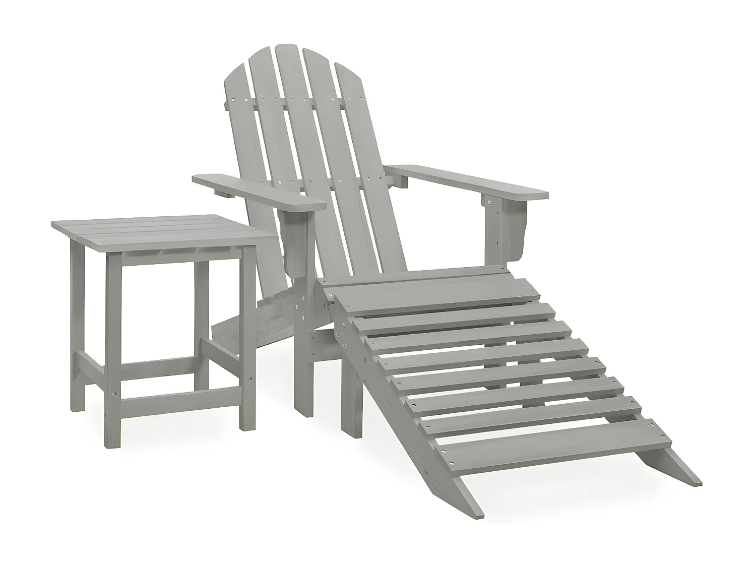 Cadeira de jardim Adirondack com pufe e mesa, Fir Grey