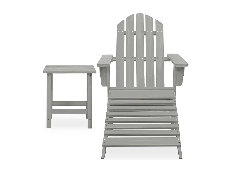 Silla de jardín Adirondack con otomana y mesa, Fir Grey