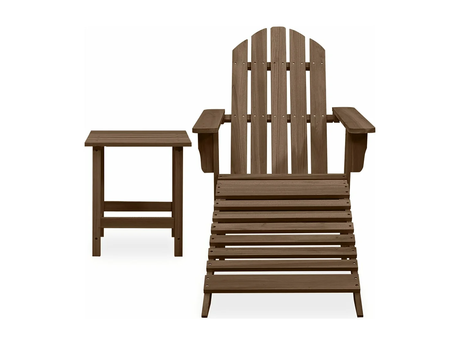 Sedia da giardino Adirondack con pouf e tavolo Abete Marrone