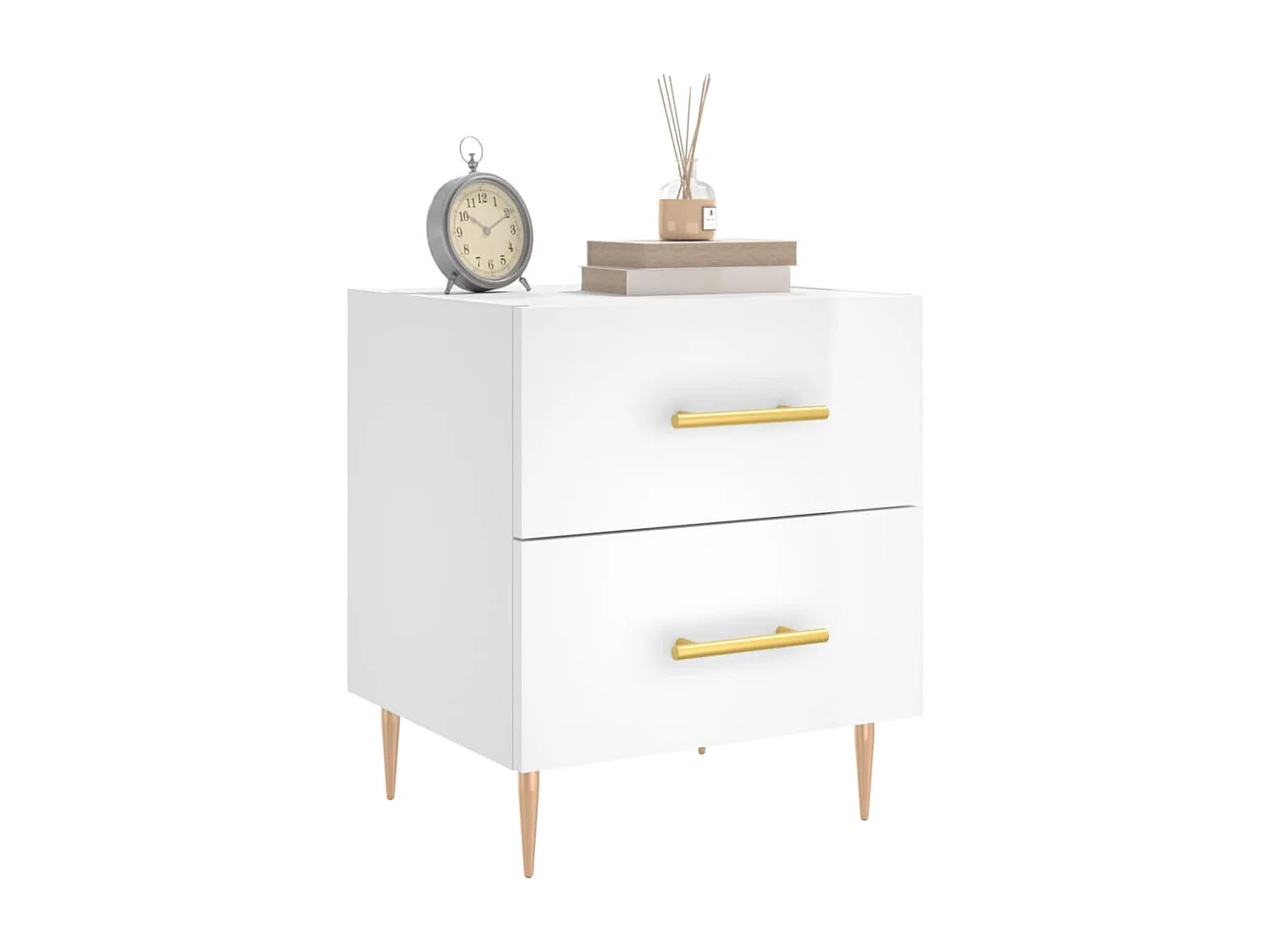 Nachtkastjes 2 stuks glanzend wit 40x35x47,5 cm