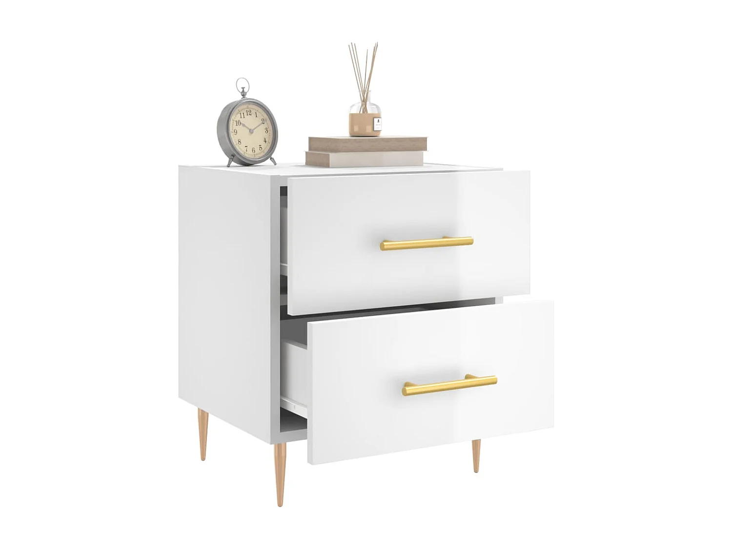 Nachtkastjes 2 stuks glanzend wit 40x35x47,5 cm