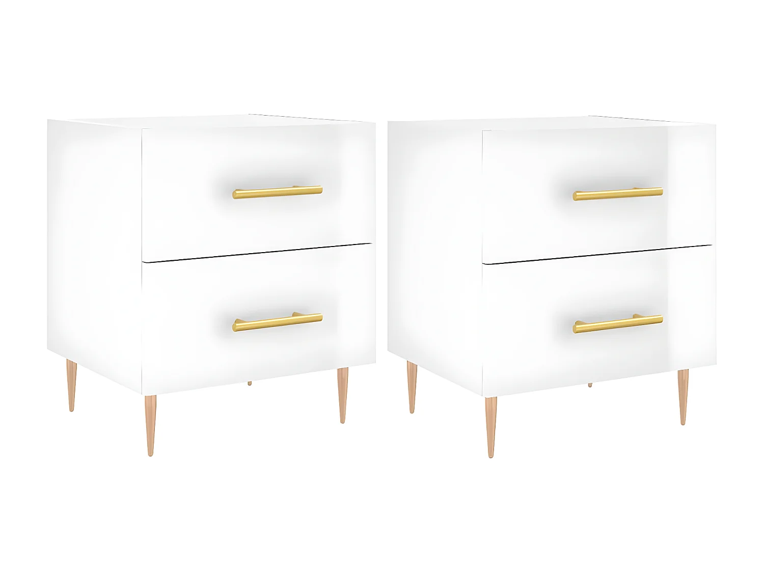 Nachtkastjes 2 stuks glanzend wit 40x35x47,5 cm