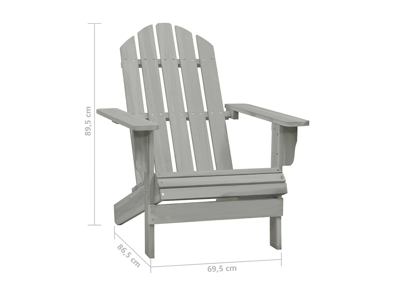 Cadeira de jardim Adirondack com mesa Madeira de abeto Cinza