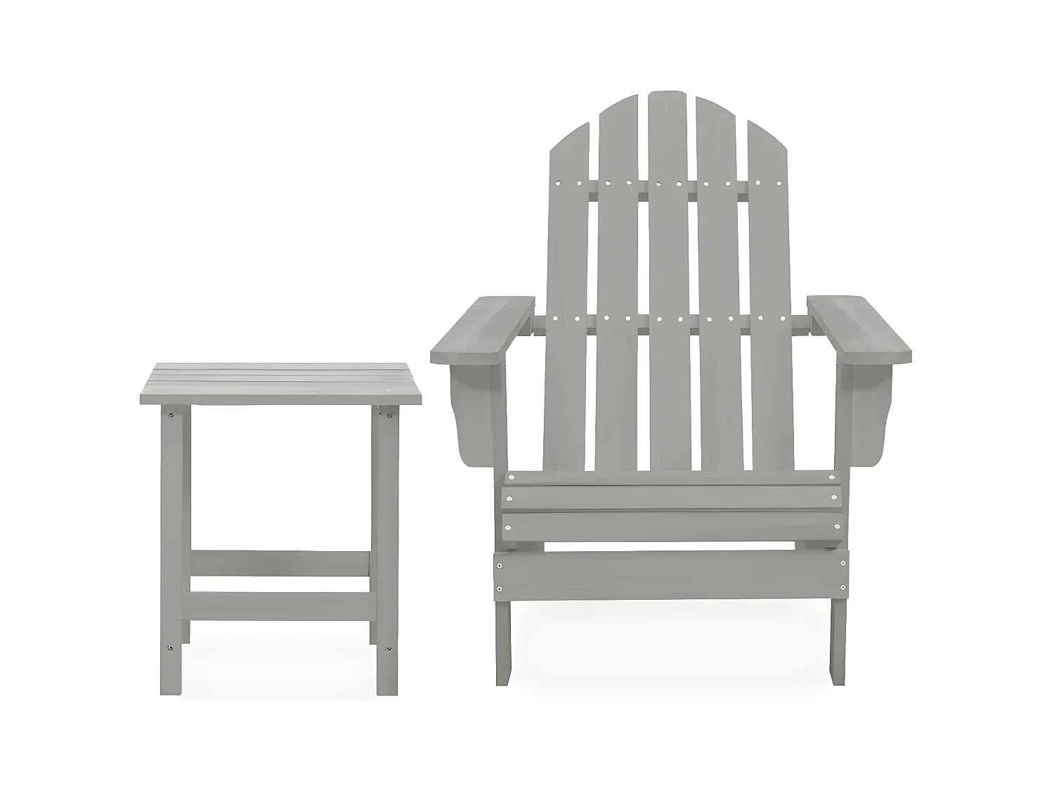 Chaise de jardin Adirondack avec table Bois de sapin Gris