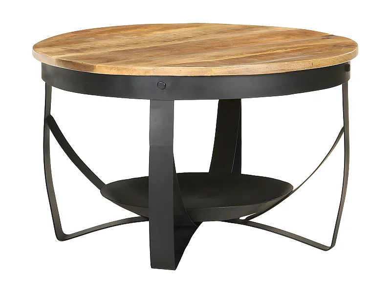 Tavolino Gold Ø68x43 cm Legno di mango grezzo