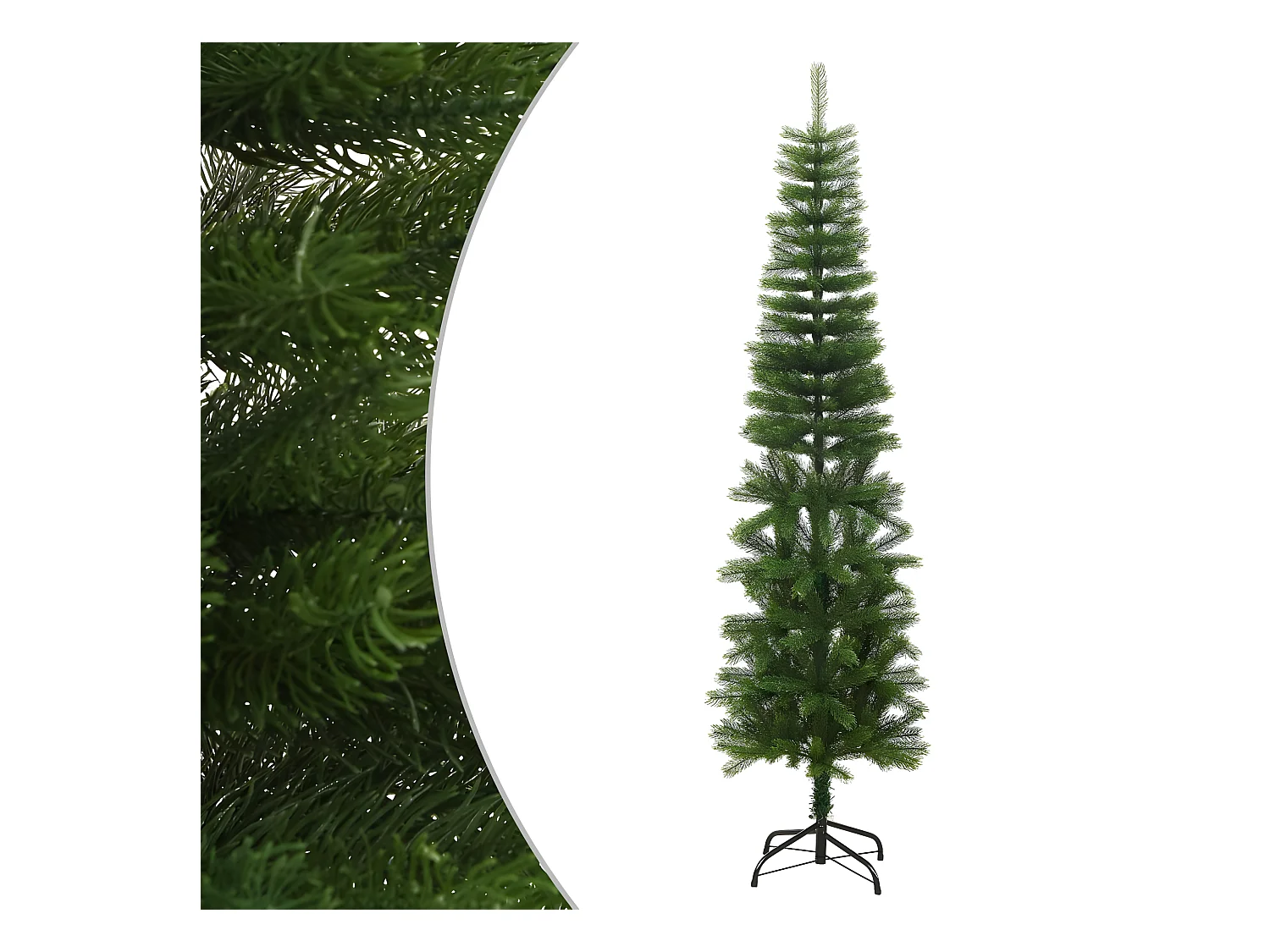 Albero di Natale artificiale sottile con supporto 210 cm PE