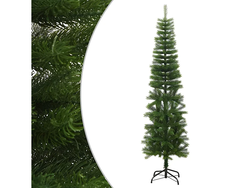 Albero di Natale artificiale sottile con supporto 210 cm PE