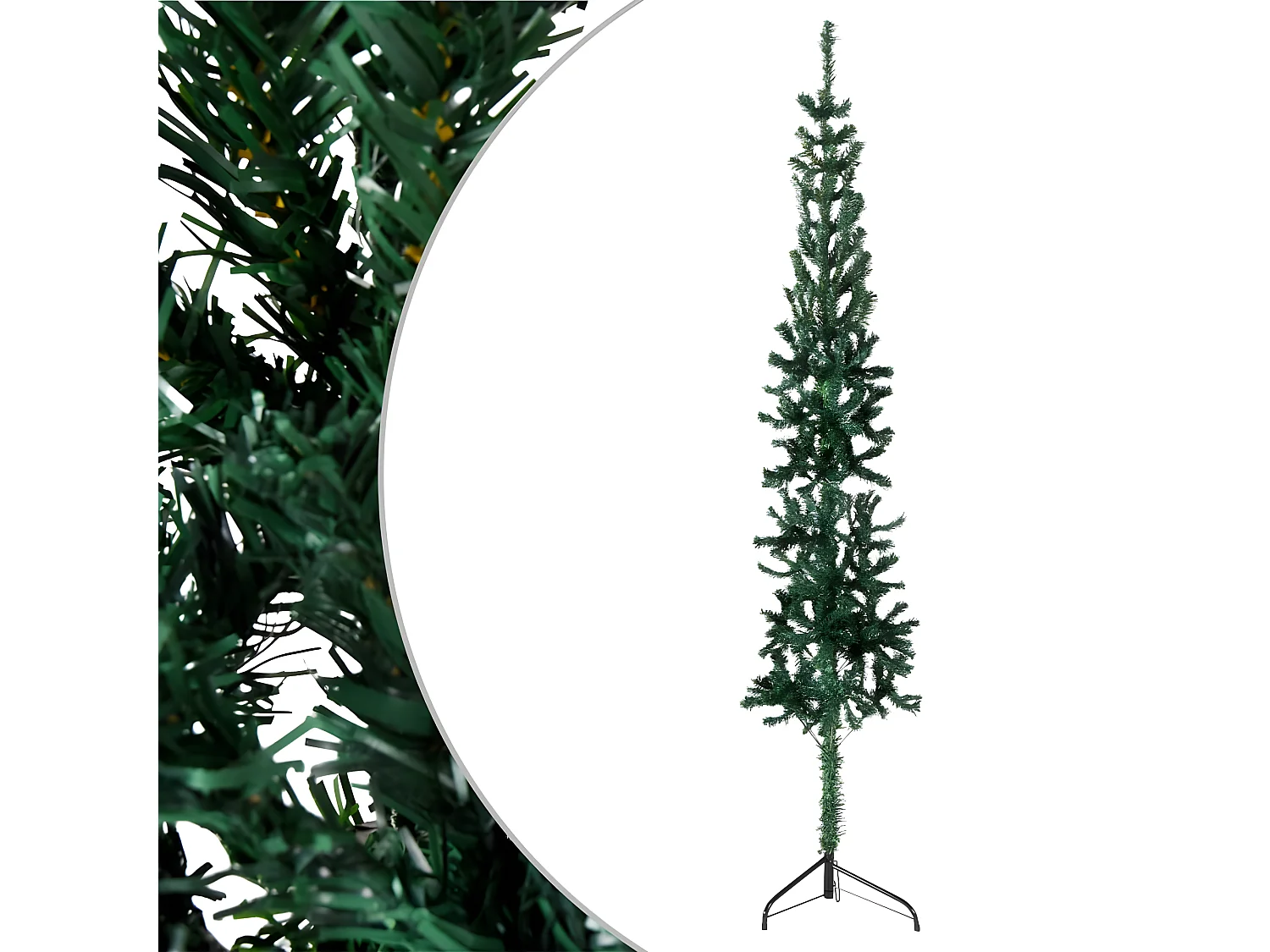 Demi sapin de No?l artificiel mince avec support Vert 180 cm