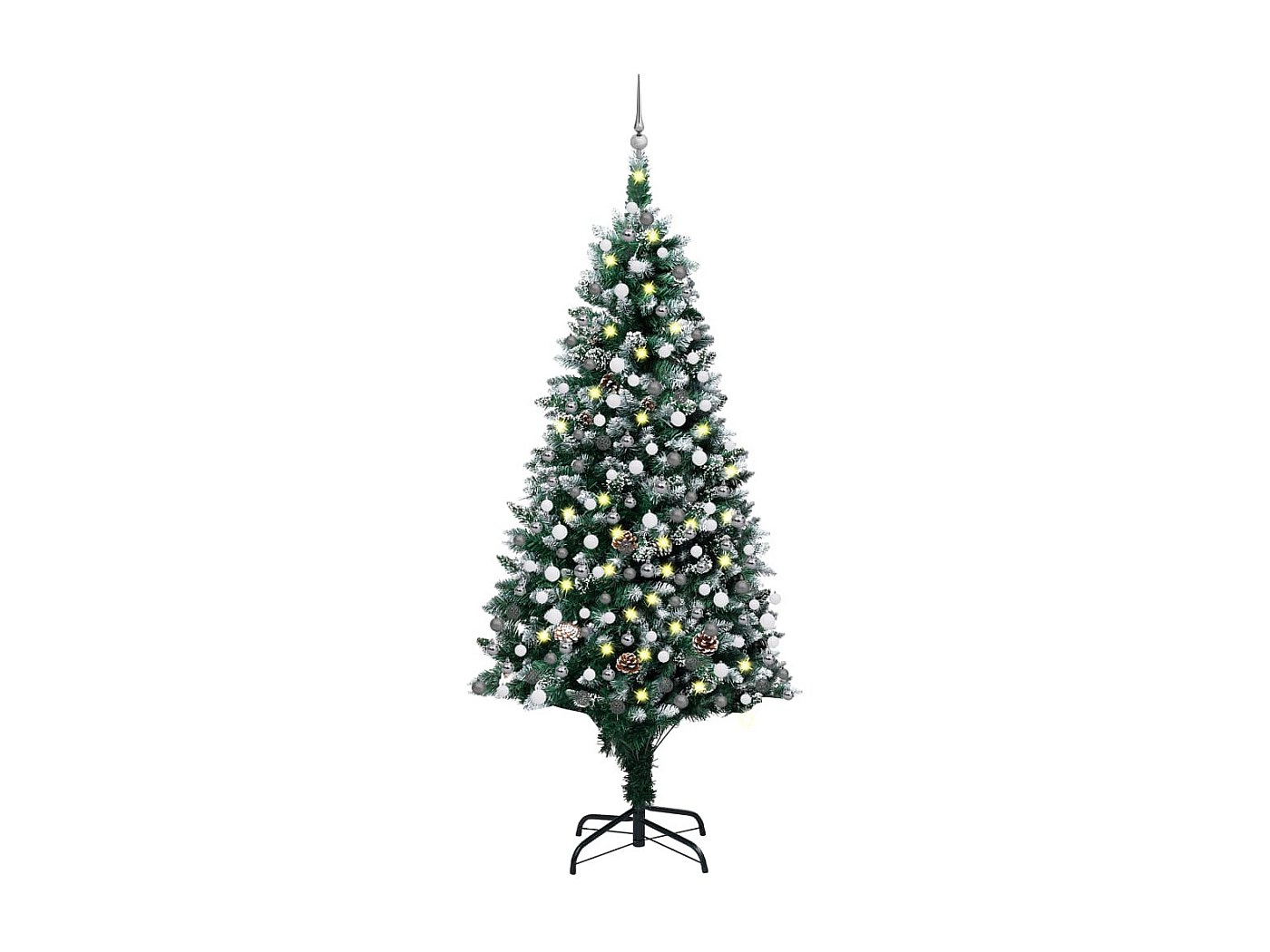 Palline per albero di Natale/pigna artificiale preilluminate 210 cm
