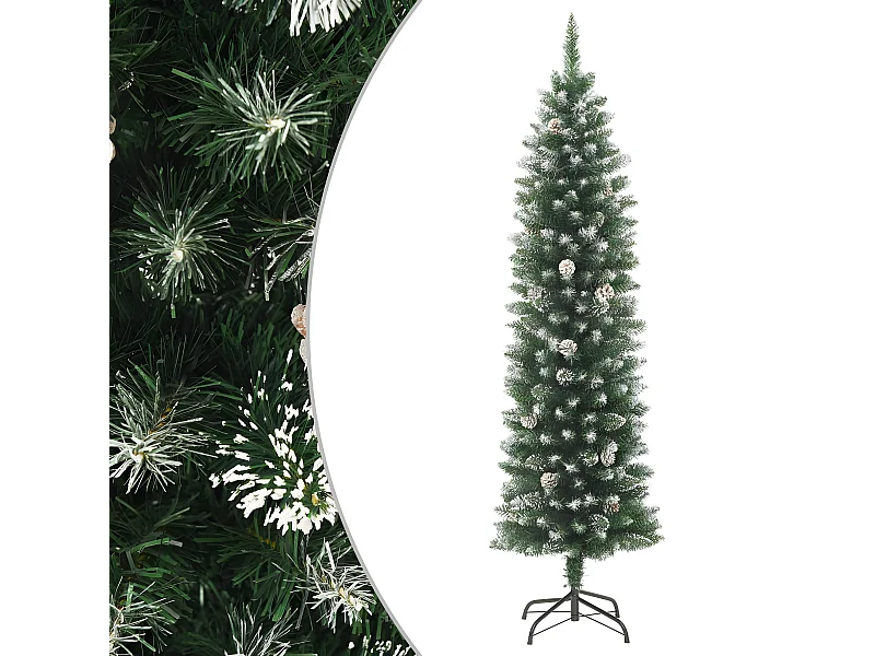 Albero di Natale artificiale sottile con supporto in PVC da 240 cm