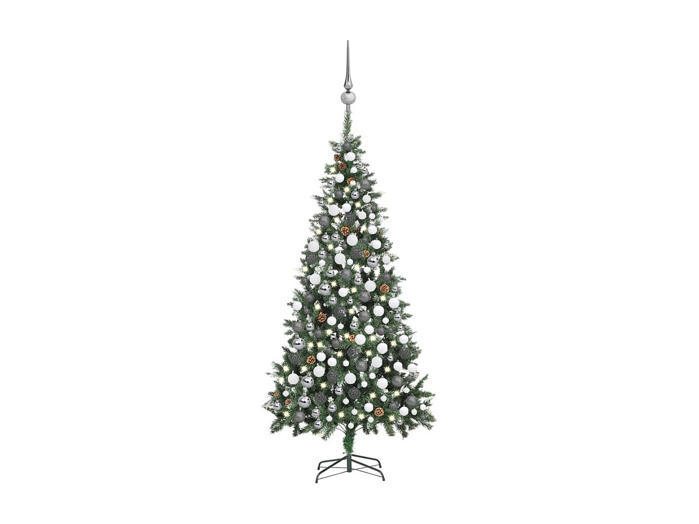Palline per albero di Natale/pigna artificiale preilluminate 210 cm
