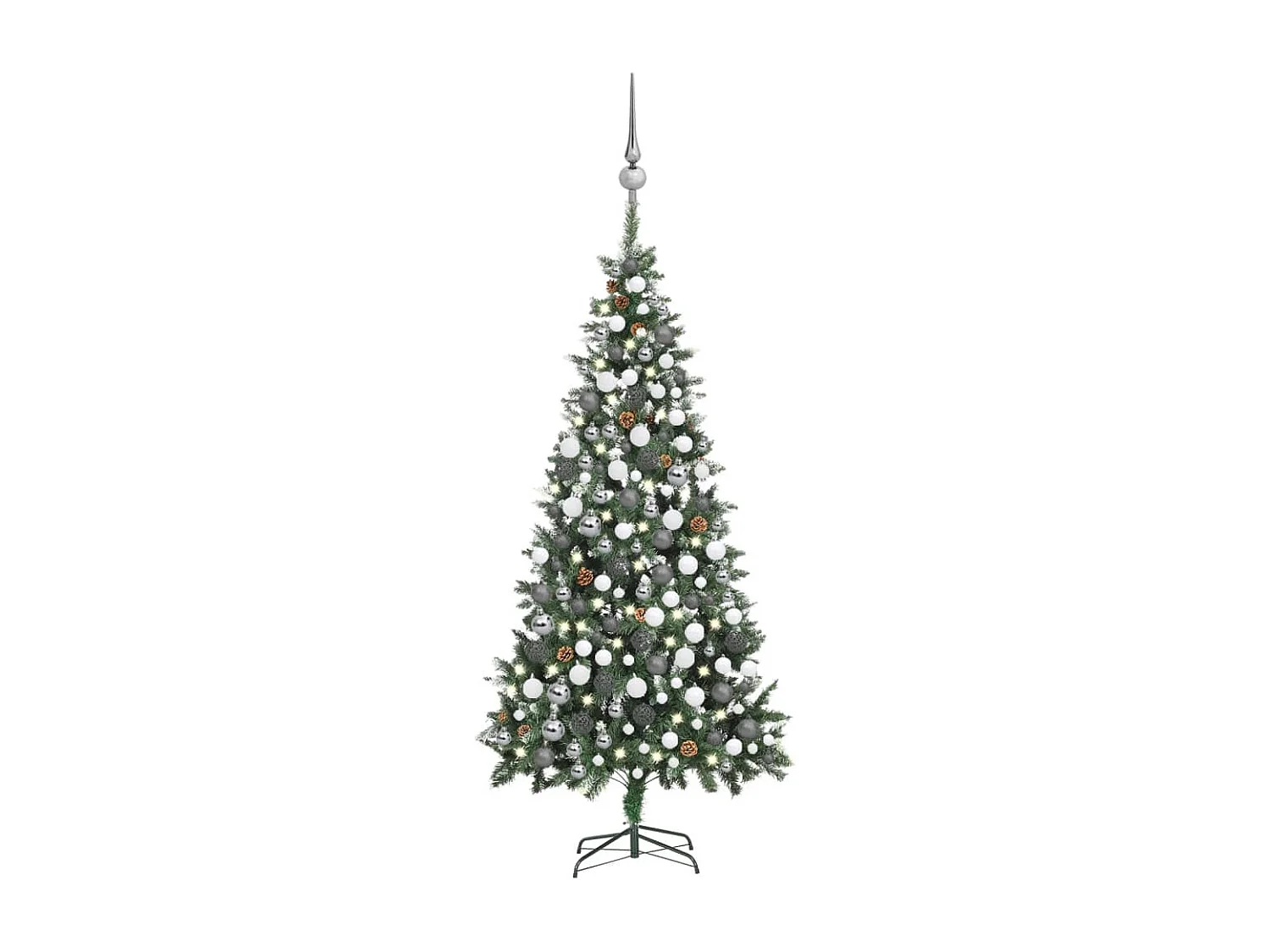 Árvore de Natal artificial pré-iluminada/bolas de pinha 210cm