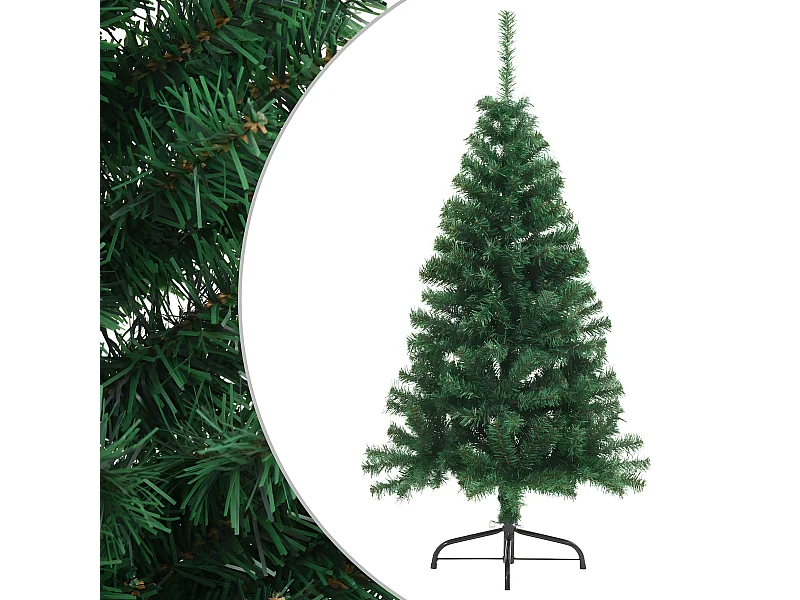 Meia árvore de Natal artificial com suporte verde 150 cm PVC