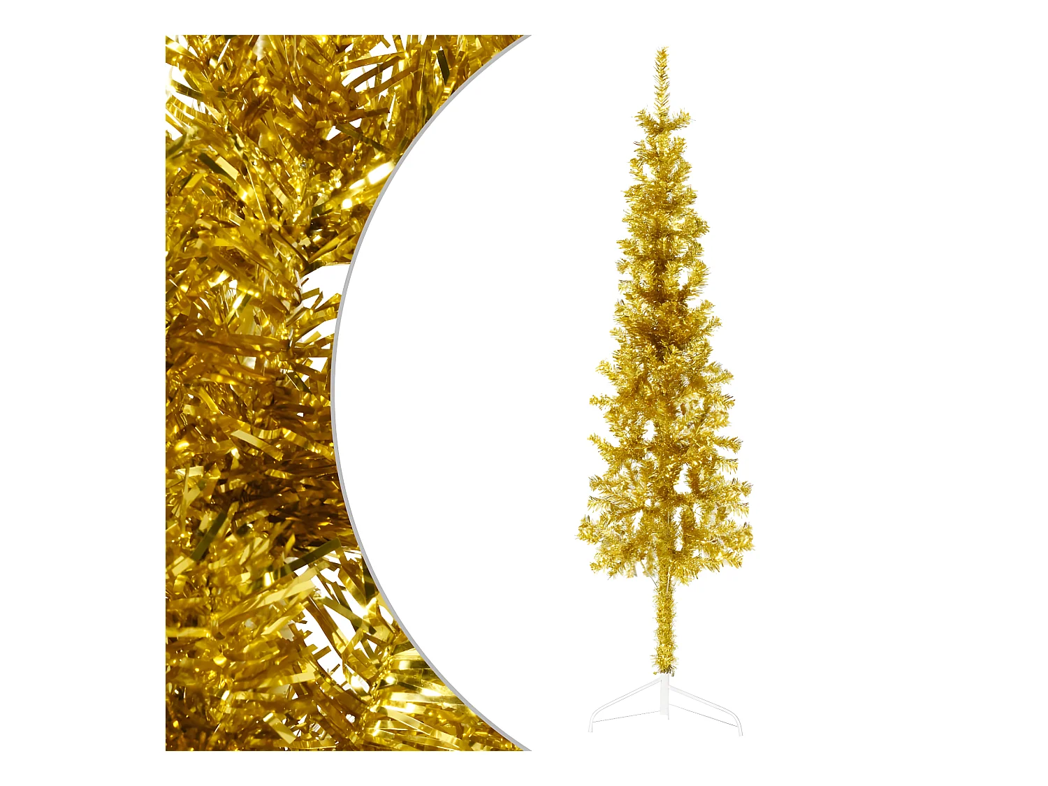 Halfdunne Kunstkerstboom met Standaard Goud 120cm
