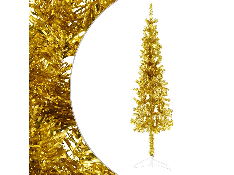 Demi sapin de No?l artificiel mince avec support Doré 120 cm