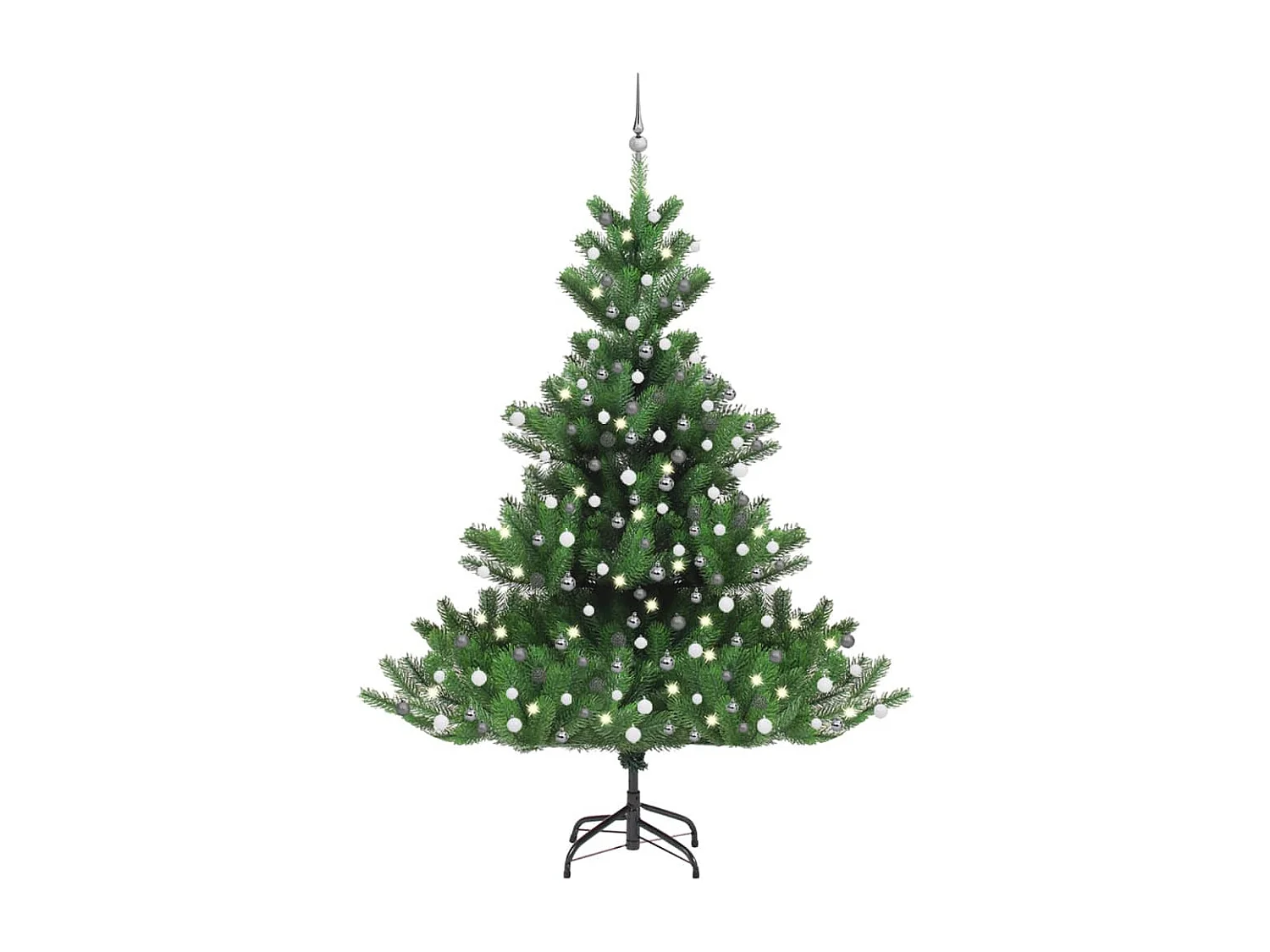 Nordmann künstlicher Weihnachtsbaum mit LED und Kugeln Grün 240cm