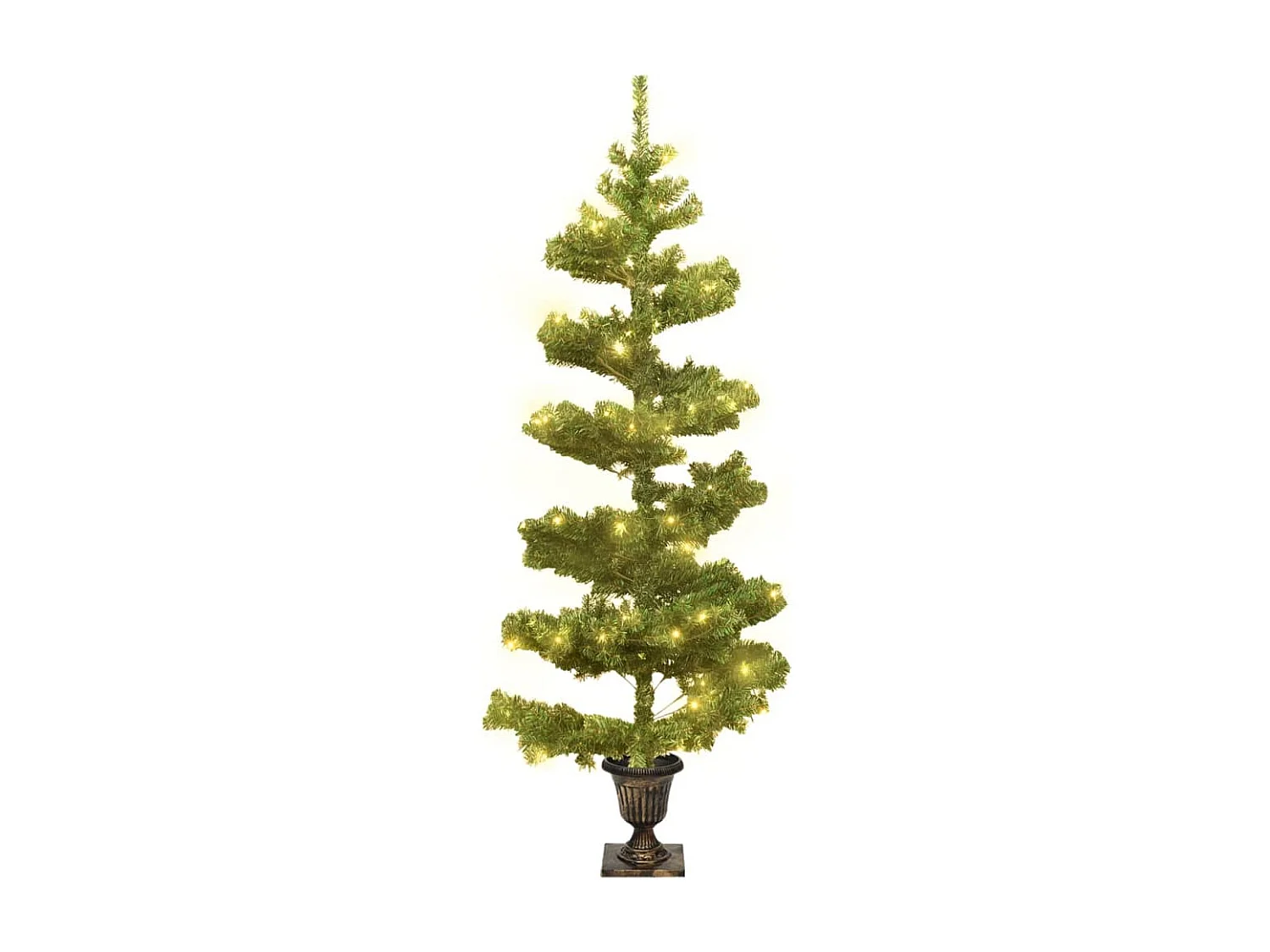Arbre de No?l hélico?dal pré-éclairé avec pot vert 120 cm PVC