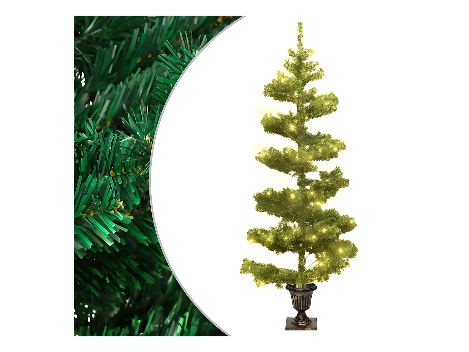 Vorbeleuchteter spiralförmiger Weihnachtsbaum mit grünem Topf 120 cm PVC