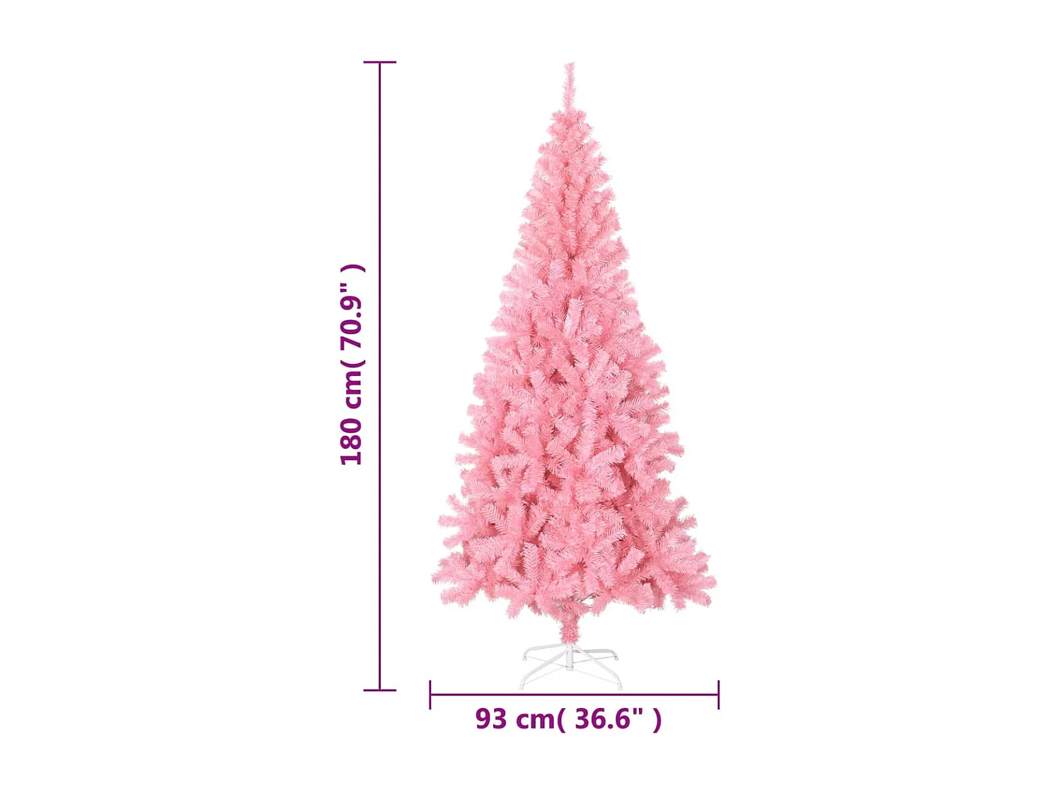 Albero di Natale artificiale con supporto rosa 180 cm in PVC