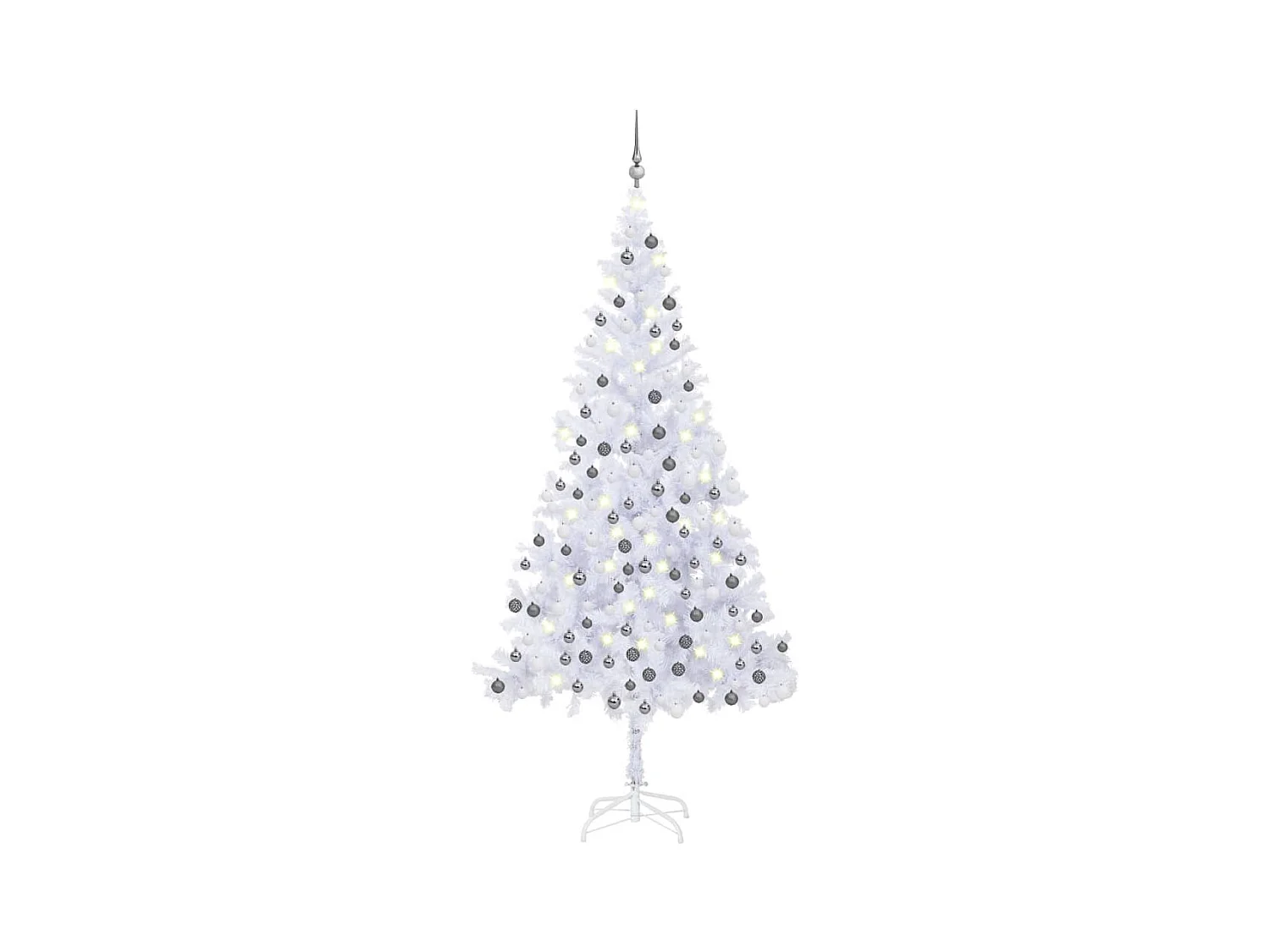 Árvore de Natal artificial pré-iluminada e bolas L 240 cm branco