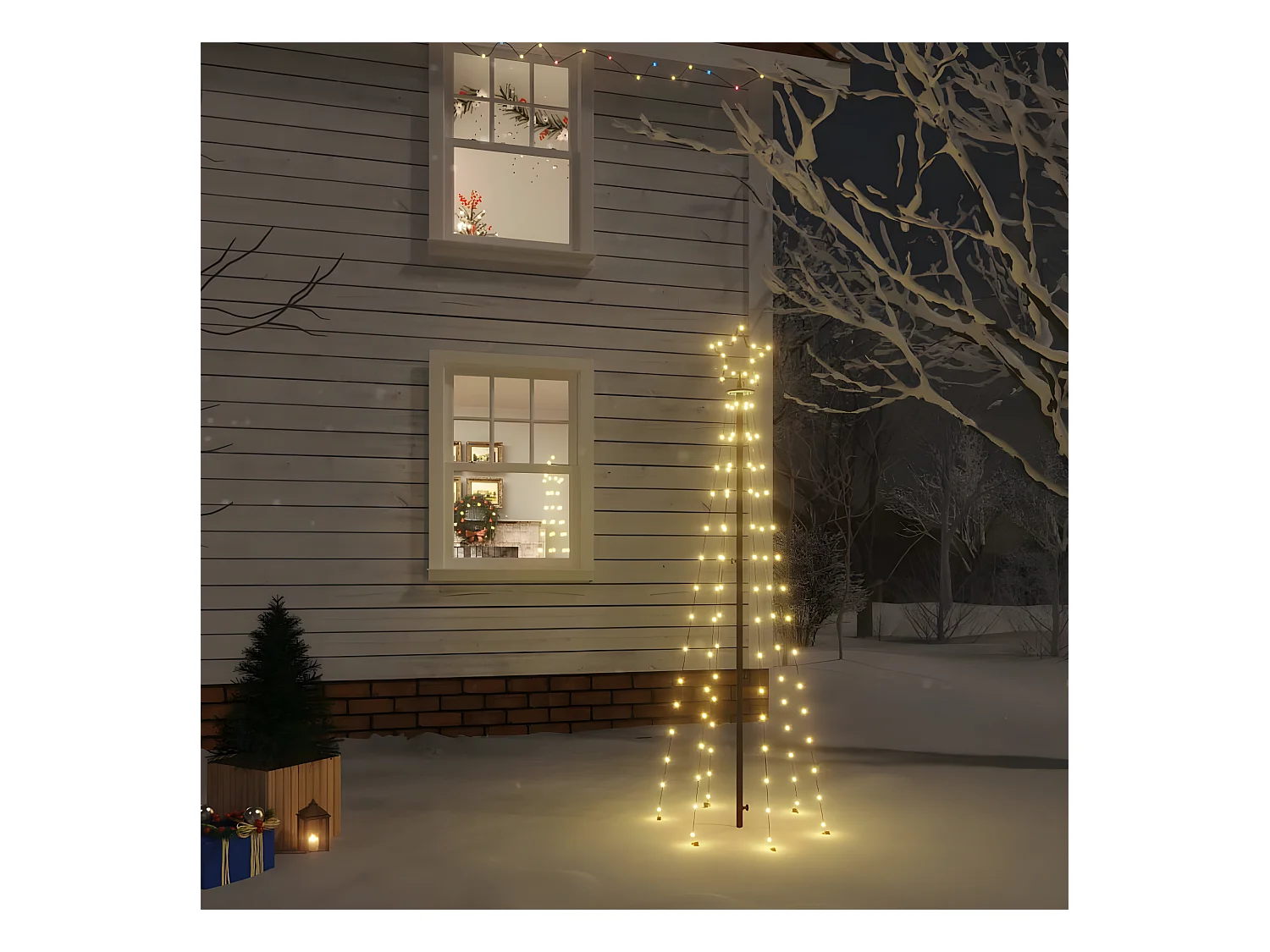 Albero di Natale con picchetto Bianco caldo 108 LED 180 cm