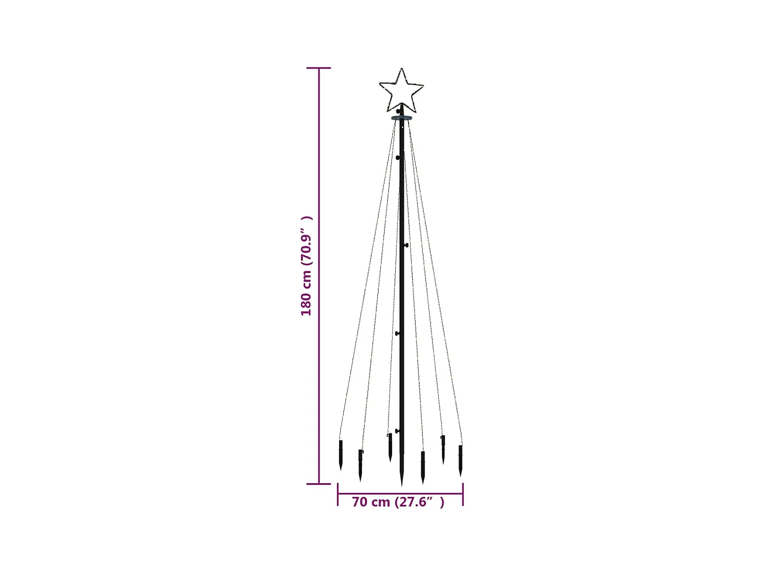 Weihnachtsbaum mit Stab Warmweiß 108 LED 180 cm