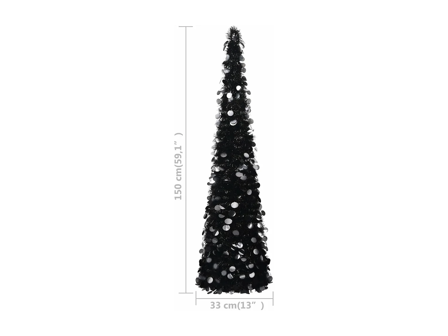 Sapin de No?l artificiel escamotable noir 150 cm PET