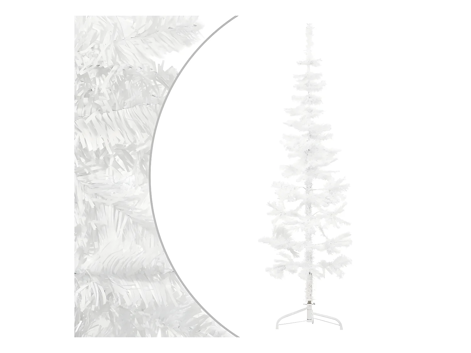 Halfdunne kunstkerstboom met standaard Wit 150 cm