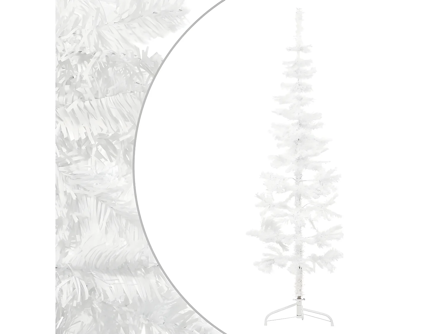 Halfdunne kunstkerstboom met standaard Wit 150 cm