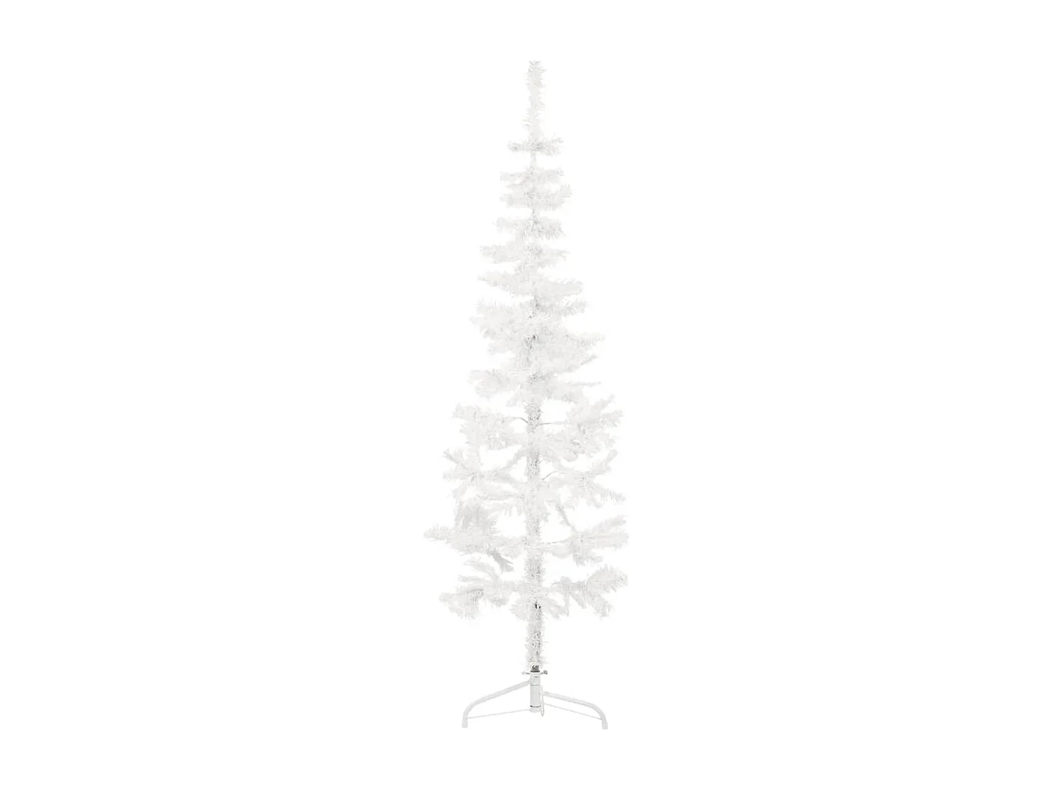 Halfdunne kunstkerstboom met standaard Wit 150 cm