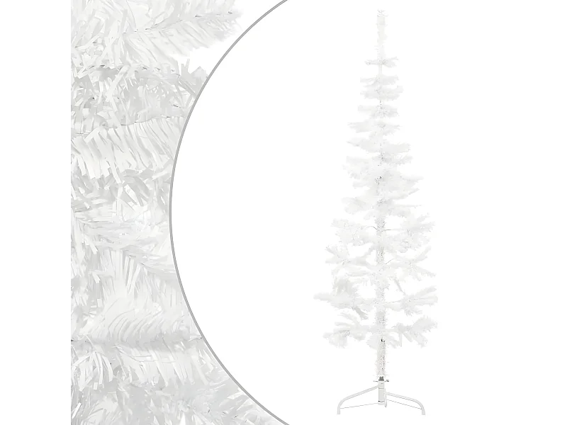 Halfdunne kunstkerstboom met standaard Wit 150 cm