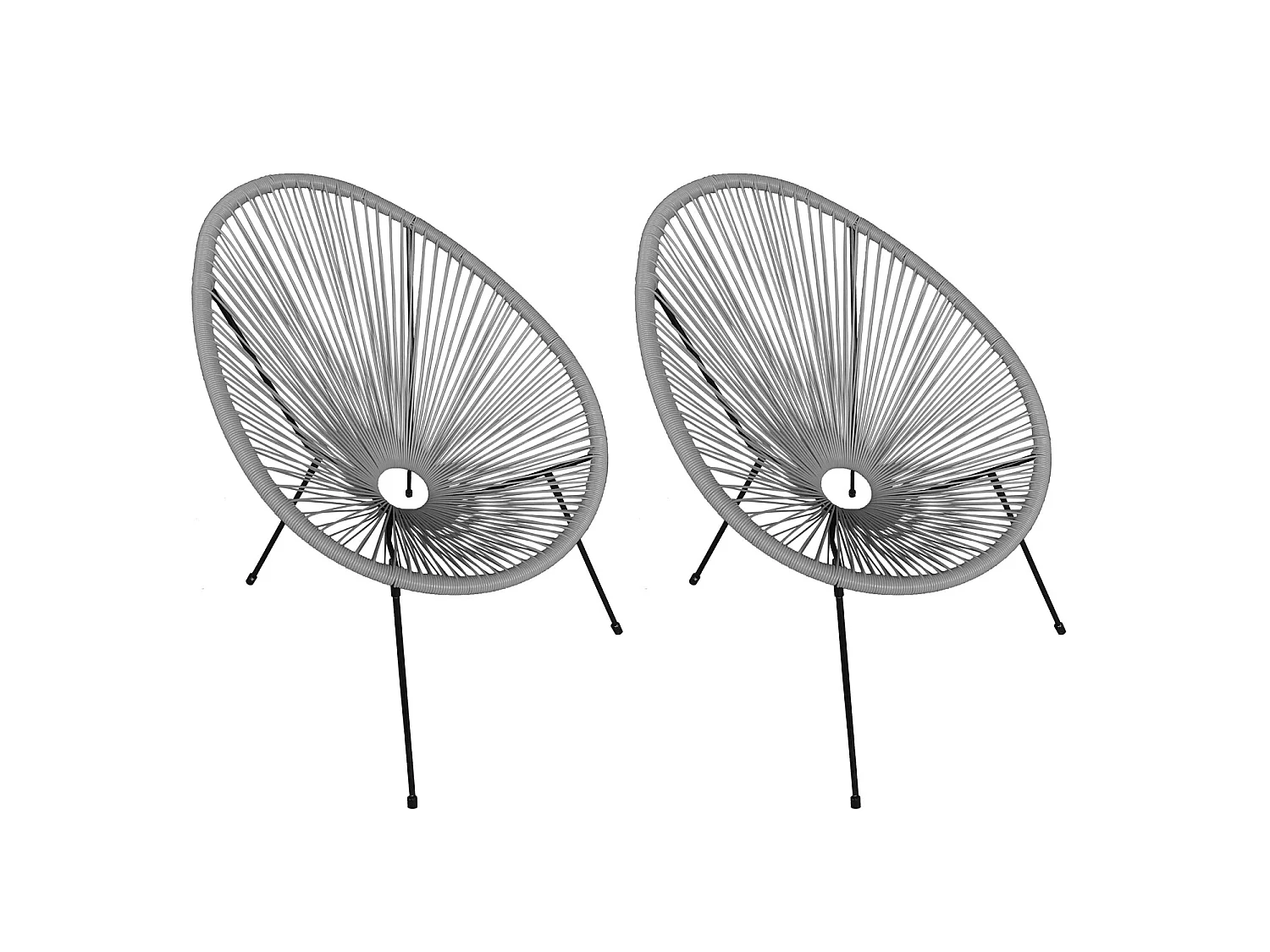 Lot de 2 fauteuils œuf ACAPULCO gris - HAPPY GARDEN