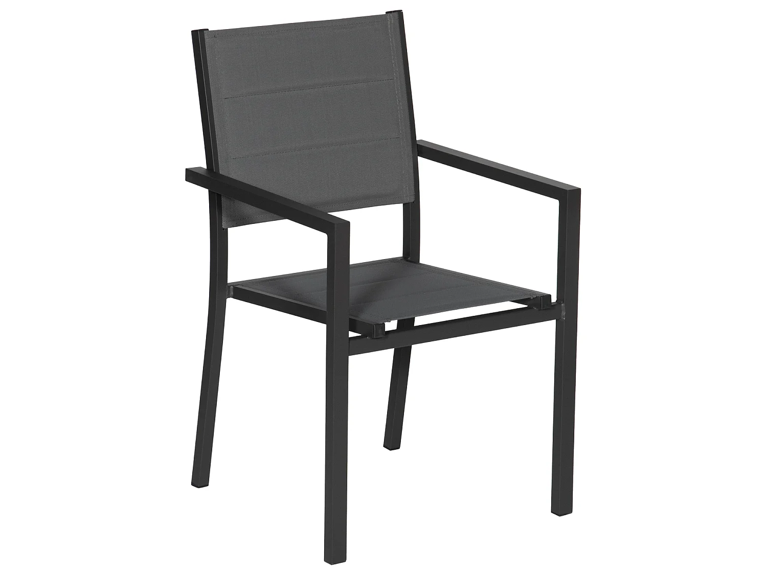 Set van 4 antraciet aluminium gestoffeerde stoelen - grijs textilene