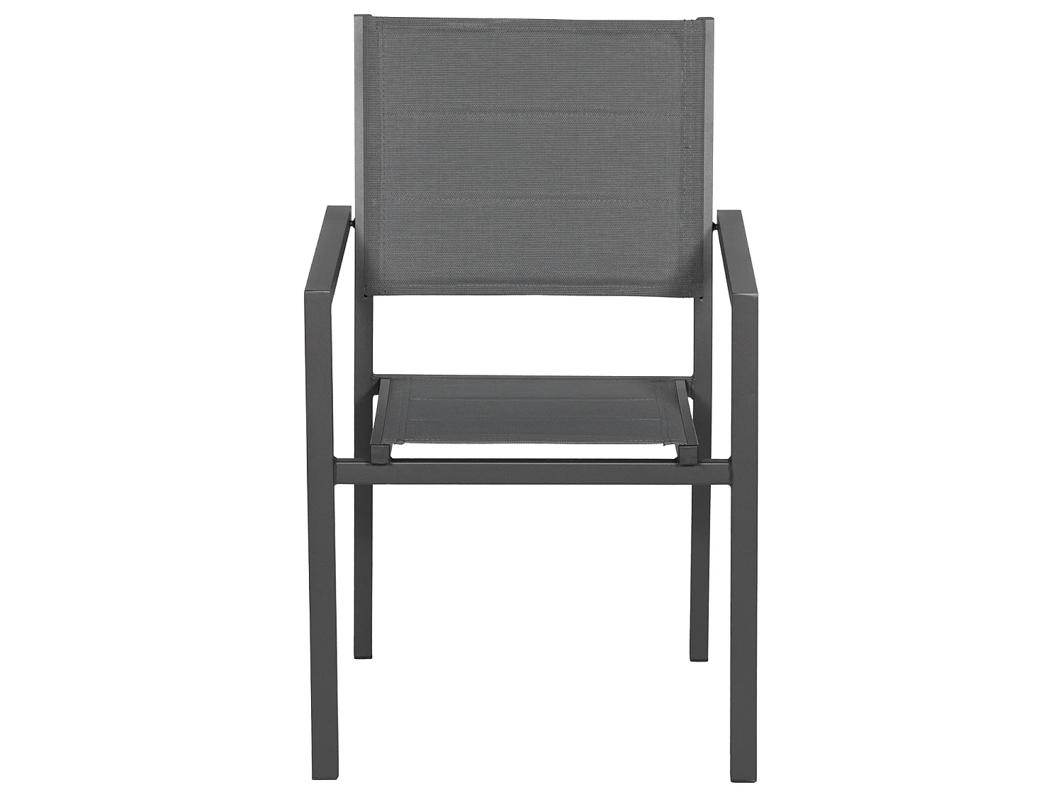 Set van 4 antraciet aluminium gestoffeerde stoelen - grijs textilene