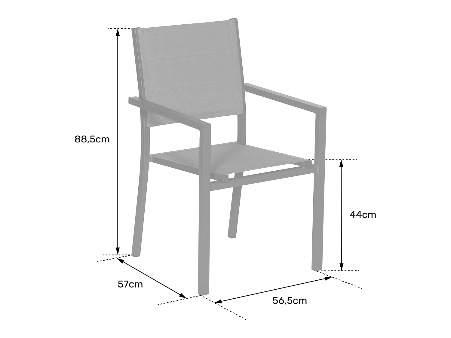 Set van 4 antraciet aluminium gestoffeerde stoelen - grijs textilene