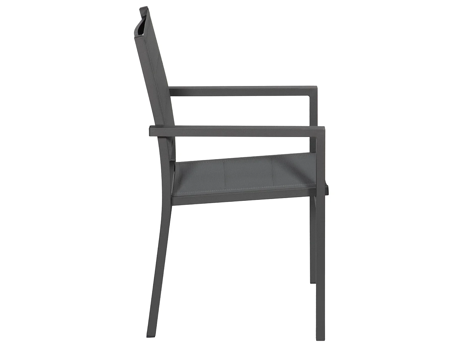 Set van 4 antraciet aluminium gestoffeerde stoelen - grijs textilene