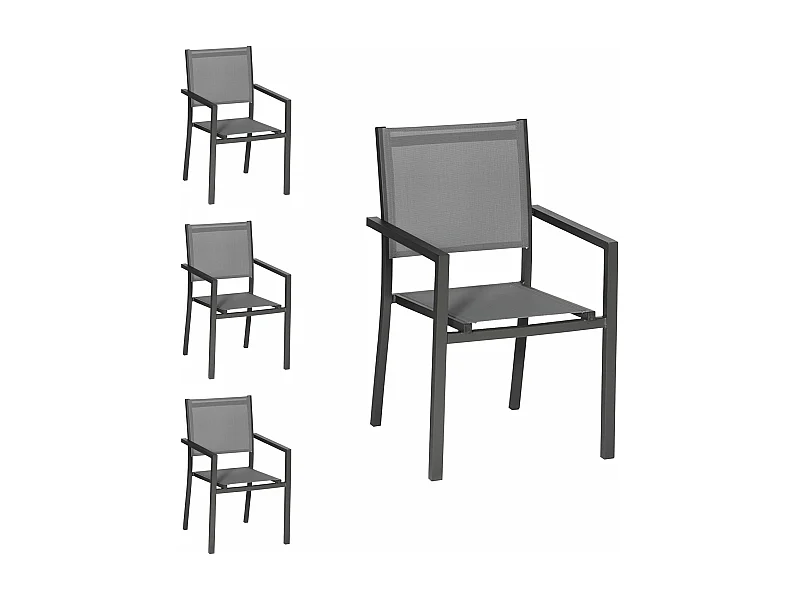 Set van 4 aluminium stoelen antraciet - grijs textilene