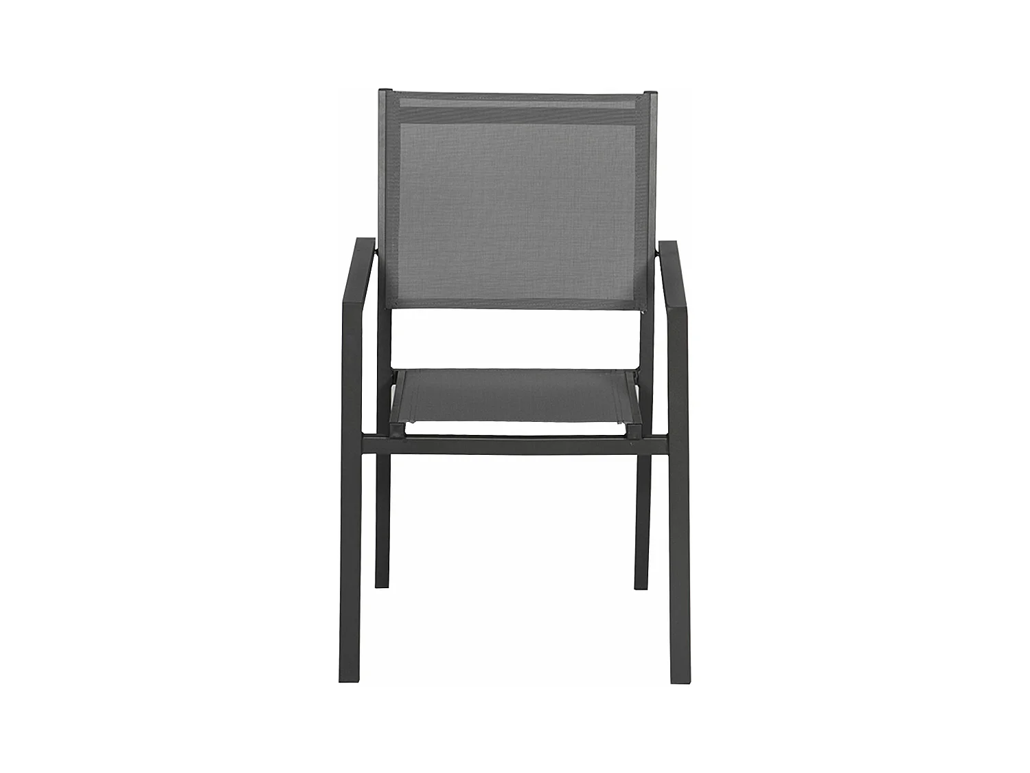 Lot de 4 chaises en aluminium anthracite - textilène gris - HAPPY GARDEN