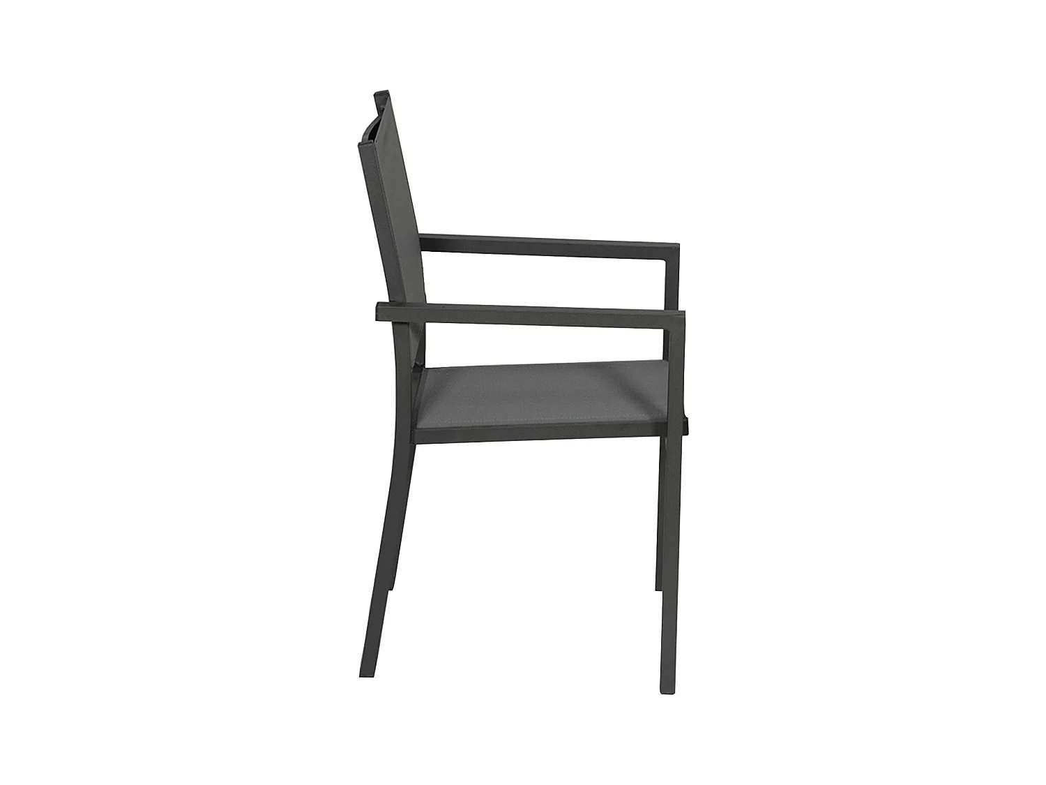 Lot de 4 chaises en aluminium anthracite - textilène gris - HAPPY GARDEN