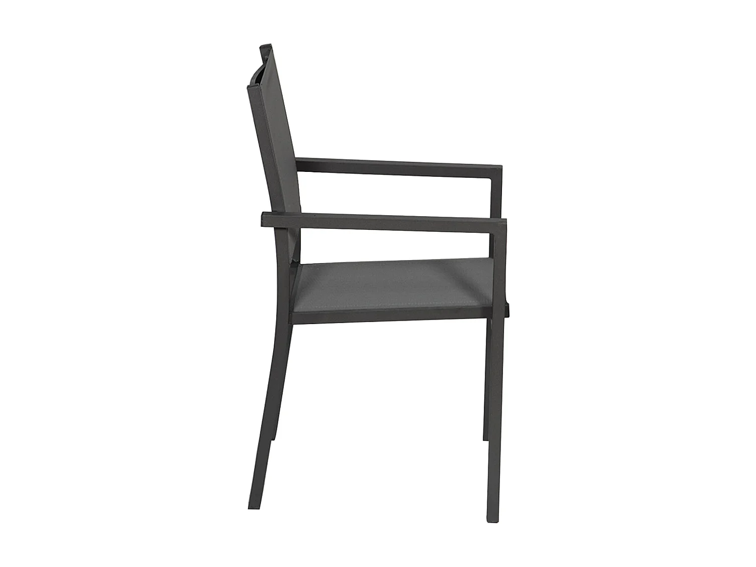 Lot de 4 chaises en aluminium anthracite - textilène gris - HAPPY GARDEN