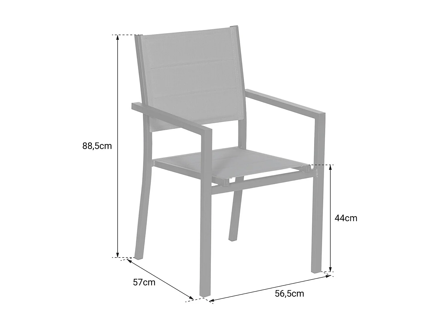 Lot de 6 chaises rembourrées en aluminium anthracite - textilène gris - HAPPY GARDEN