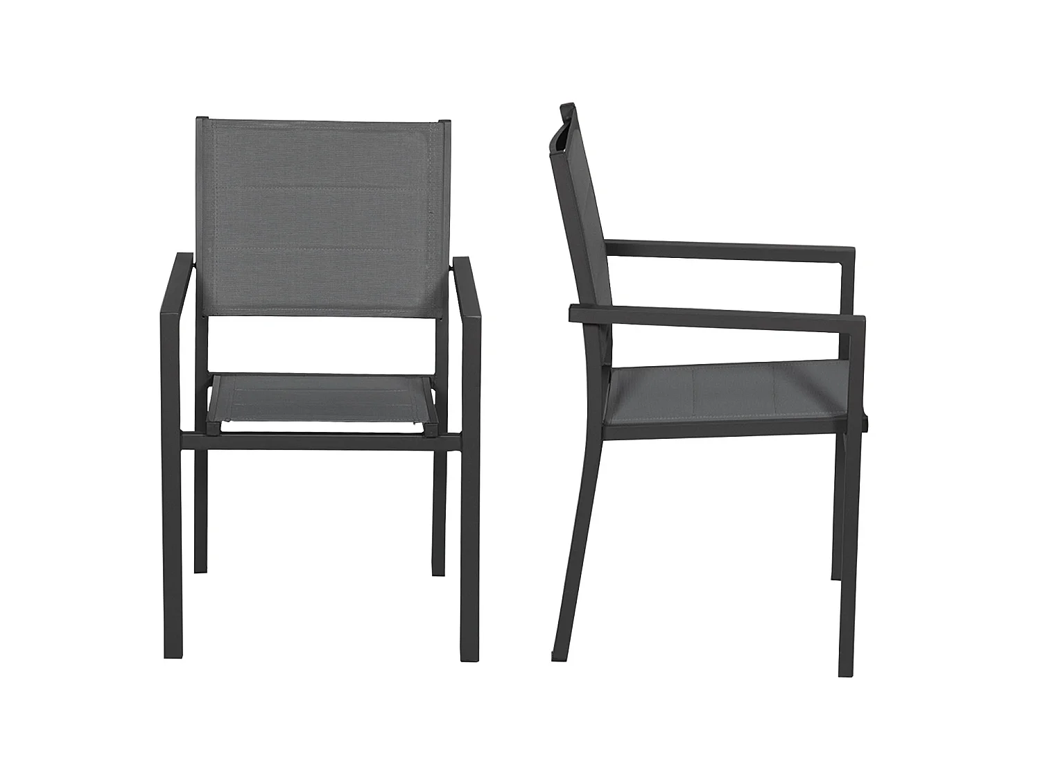 Juego de 8 sillas tapizadas de aluminio antracita textileno gris