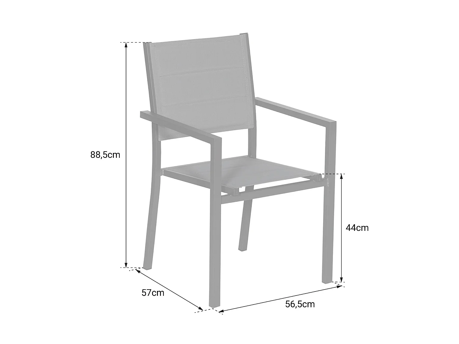 Juego de 8 sillas tapizadas de aluminio antracita textileno gris